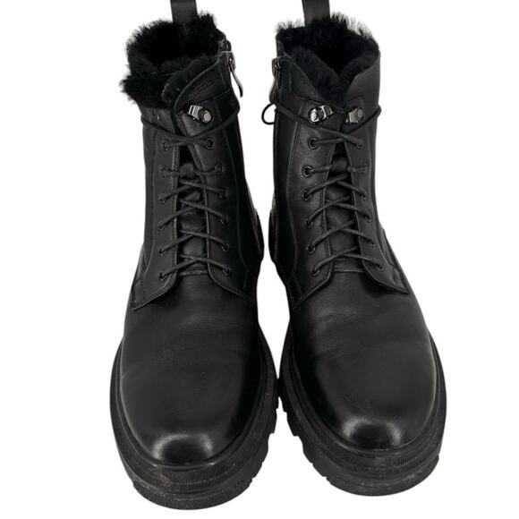 Steve Madden Eisen Black Leather Boots Mens Size 8 Combat Fur Lined Flaw main image 13